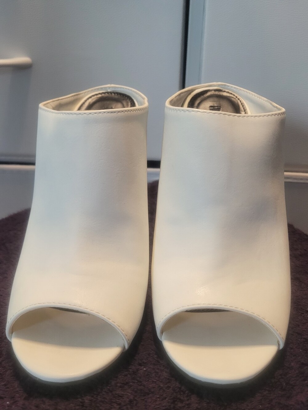White Open-Toe Mule Slides